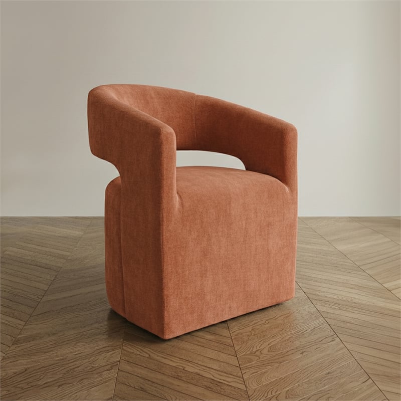 Furniture of America Arina Fabric Dining Chair with Casters in Orange