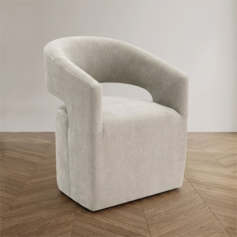 Furniture of America Arina Fabric Dining Chair with Casters in Taupe