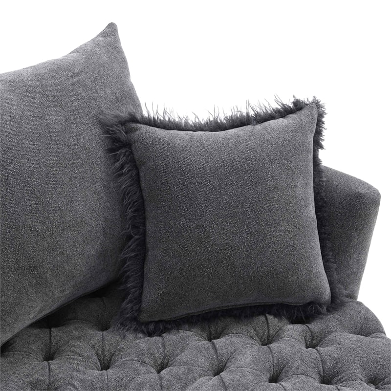 Furniture of America Beauty Fabric Tufted 360 Degree Swivel Chair in Gray