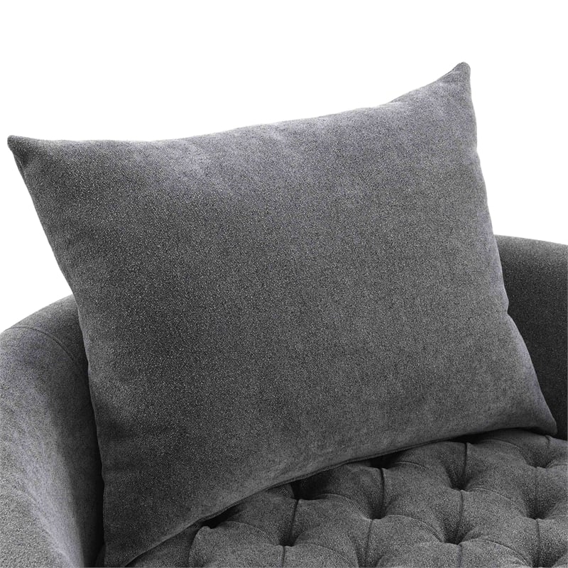 Furniture of America Beauty Fabric Tufted 360 Degree Swivel Chair in Gray