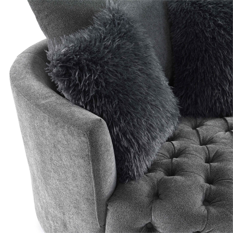 Furniture of America Beauty Fabric Tufted 360 Degree Swivel Chair in Gray