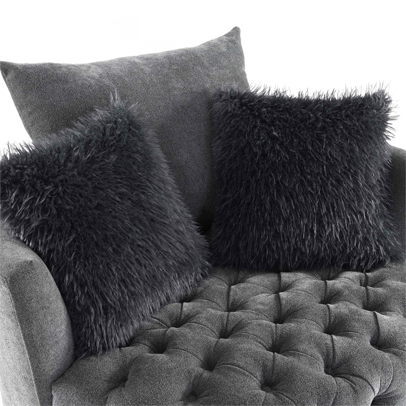 Furniture of America Beauty Fabric Tufted 360 Degree Swivel Chair in Gray