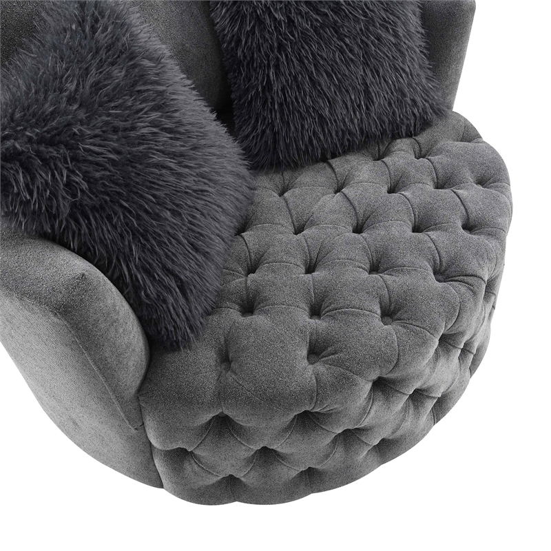 Furniture of America Beauty Fabric Tufted 360 Degree Swivel Chair in Gray