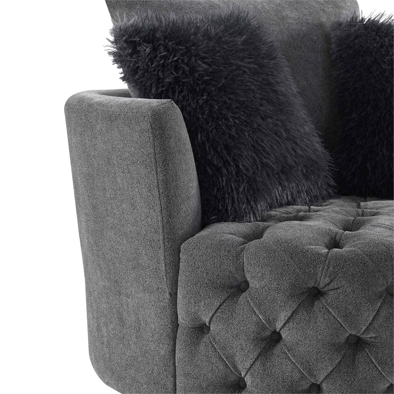 Furniture of America Beauty Fabric Tufted 360 Degree Swivel Chair in Gray