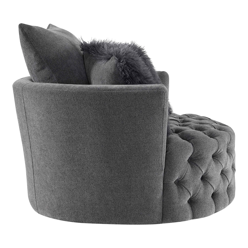 Furniture of America Beauty Fabric Tufted 360 Degree Swivel Chair in Gray