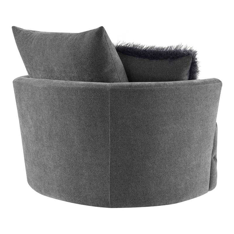 Furniture of America Beauty Fabric Tufted 360 Degree Swivel Chair in Gray