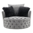 Furniture of America Beauty Fabric Tufted 360 Degree Swivel Chair in Light Gray