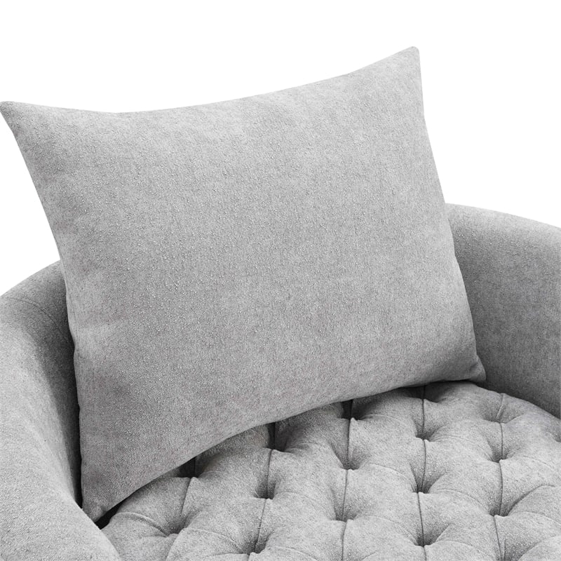 Furniture of America Beauty Fabric Tufted 360 Degree Swivel Chair in Light Gray