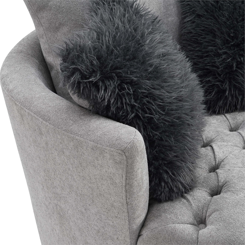 Furniture of America Beauty Fabric Tufted 360 Degree Swivel Chair in Light Gray