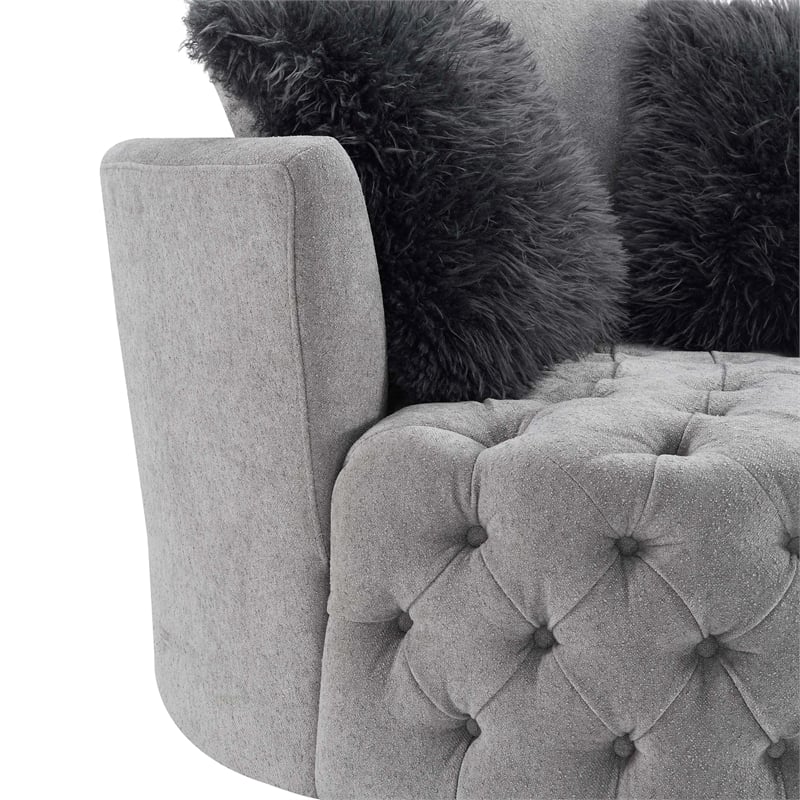 Furniture of America Beauty Fabric Tufted 360 Degree Swivel Chair in Light Gray