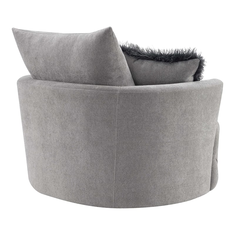 Furniture of America Beauty Fabric Tufted 360 Degree Swivel Chair in Light Gray