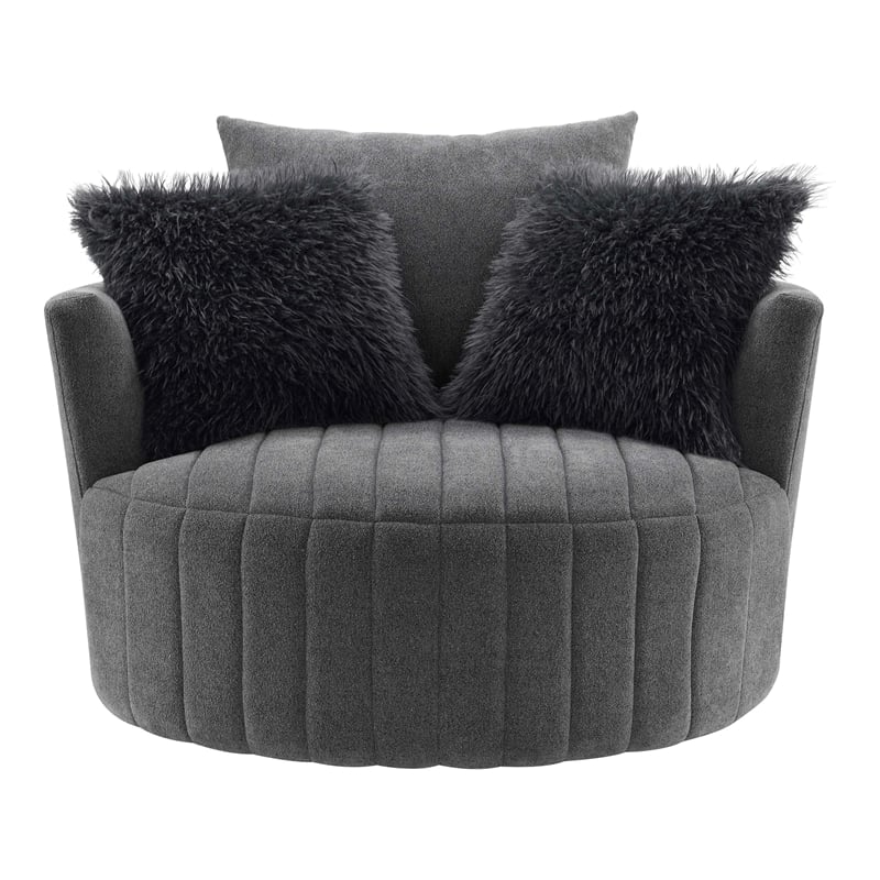 Furniture of America Beauty Fabric Tufted 360 Degree Swivel Chair in Gray