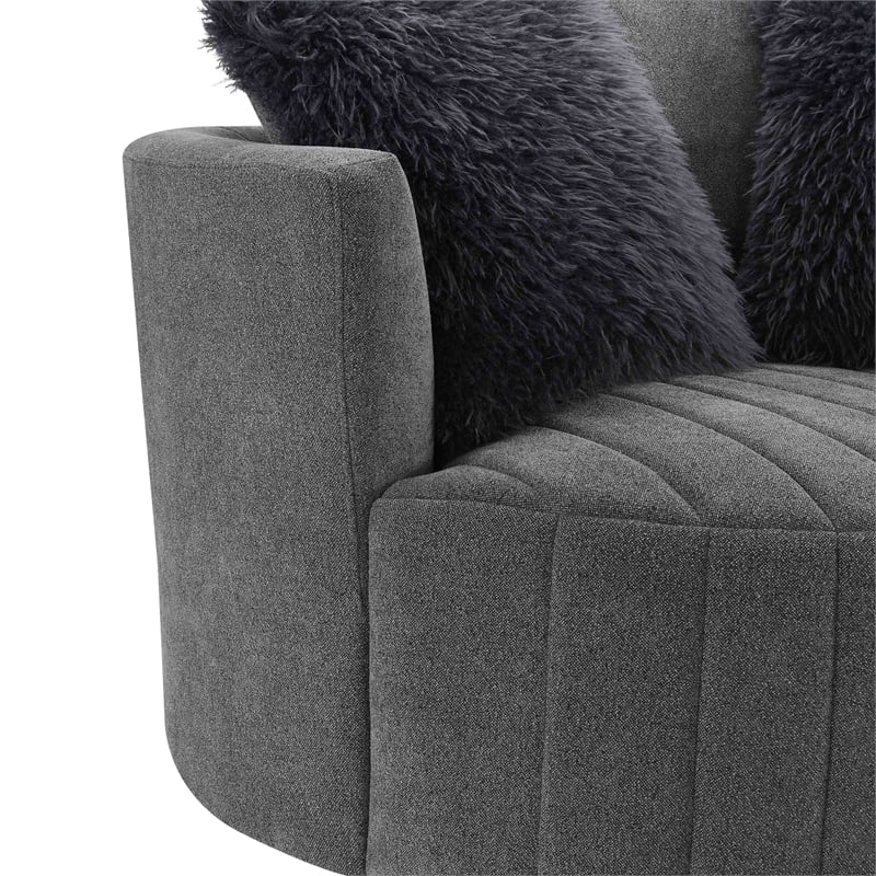 Furniture of America Beauty Fabric Tufted 360 Degree Swivel Chair in Gray