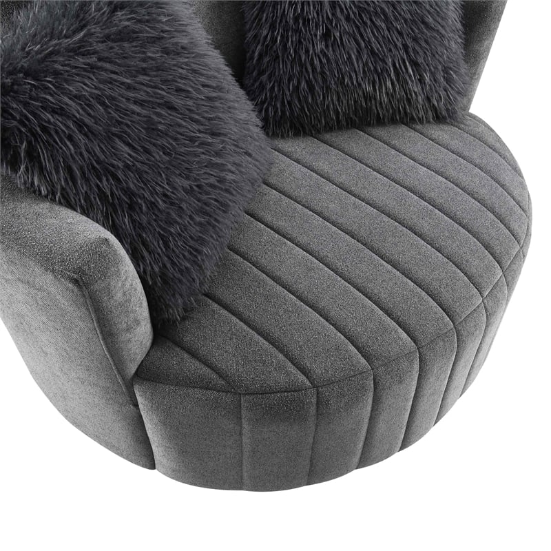 Furniture of America Beauty Fabric Tufted 360 Degree Swivel Chair in Gray
