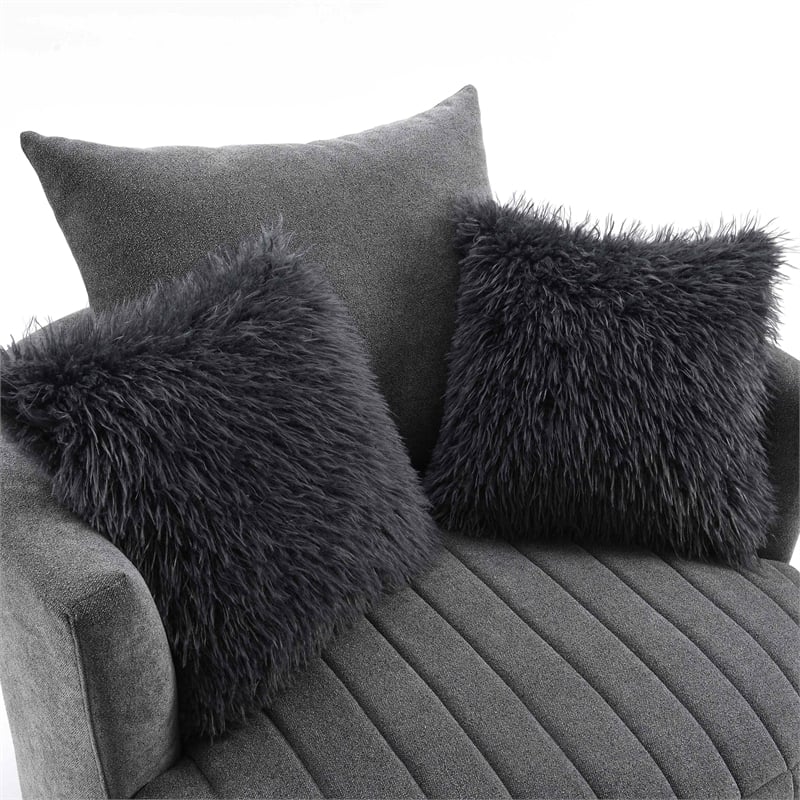 Furniture of America Beauty Fabric Tufted 360 Degree Swivel Chair in Gray