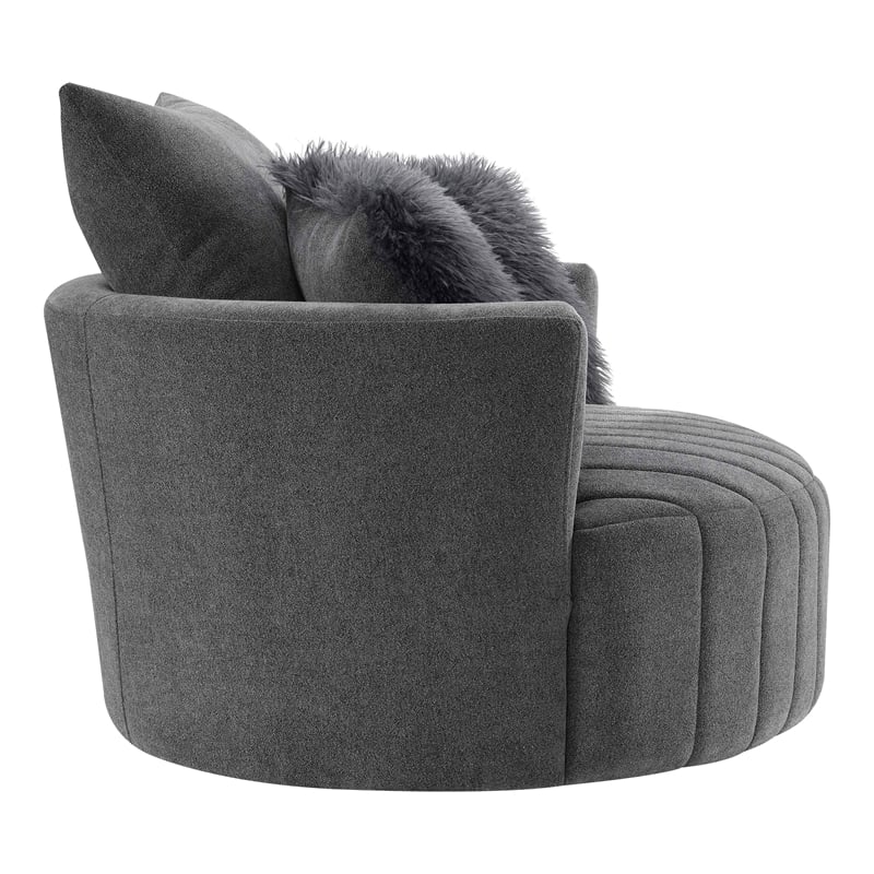 Furniture of America Beauty Fabric Tufted 360 Degree Swivel Chair in Gray