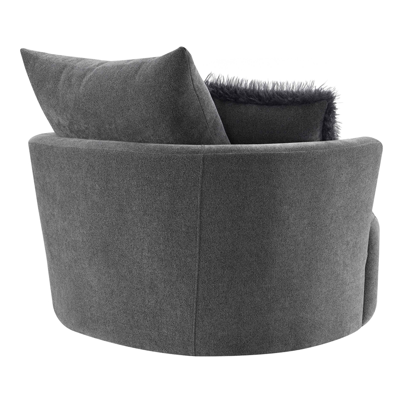 Furniture of America Beauty Fabric Tufted 360 Degree Swivel Chair in Gray
