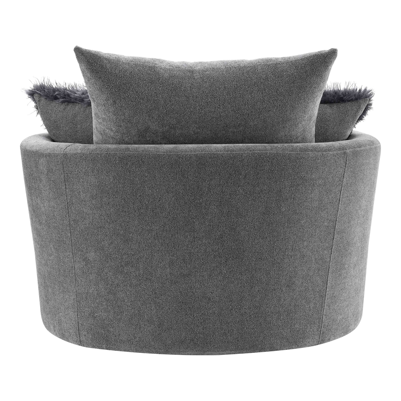 Furniture of America Beauty Fabric Tufted 360 Degree Swivel Chair in Gray