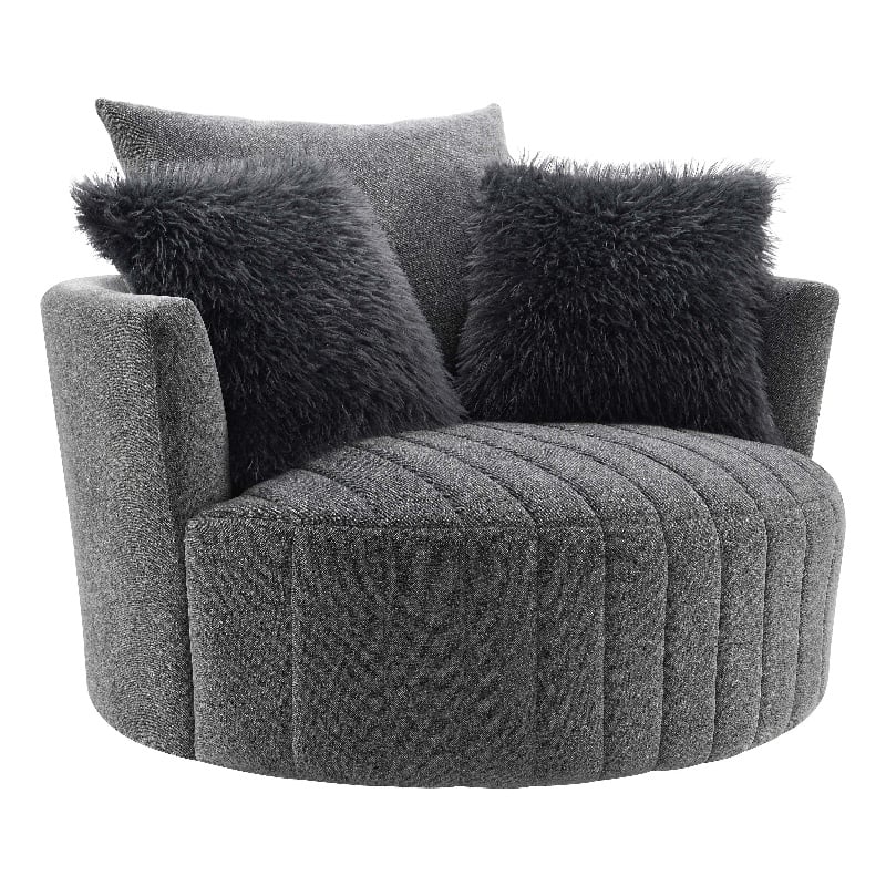 Furniture of America Beauty Fabric Tufted 360 Degree Swivel Chair in Gray