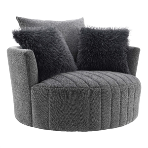 Furniture of America Beauty Fabric Tufted 360 Degree Swivel Chair in Gray
