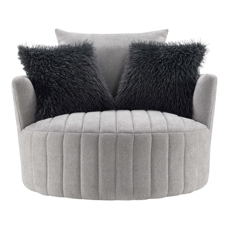 Furniture of America Beauty Fabric Tufted 360 Degree Swivel Chair in Light Gray