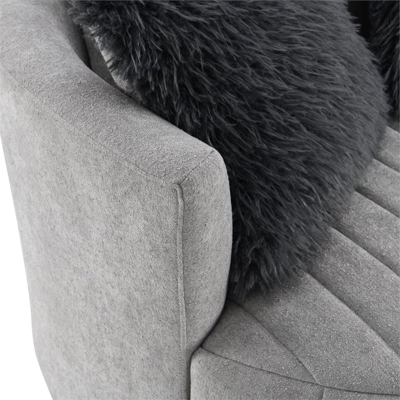 Furniture of America Beauty Fabric Tufted 360 Degree Swivel Chair in Light Gray