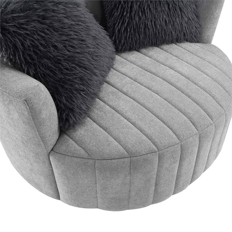 Furniture of America Beauty Fabric Tufted 360 Degree Swivel Chair in Light Gray
