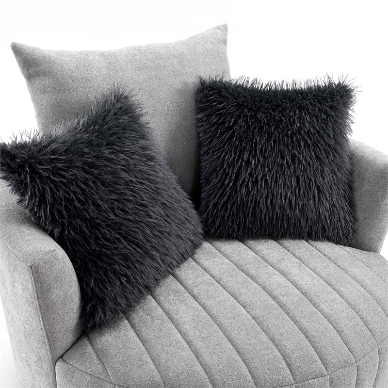 Furniture of America Beauty Fabric Tufted 360 Degree Swivel Chair in Light Gray