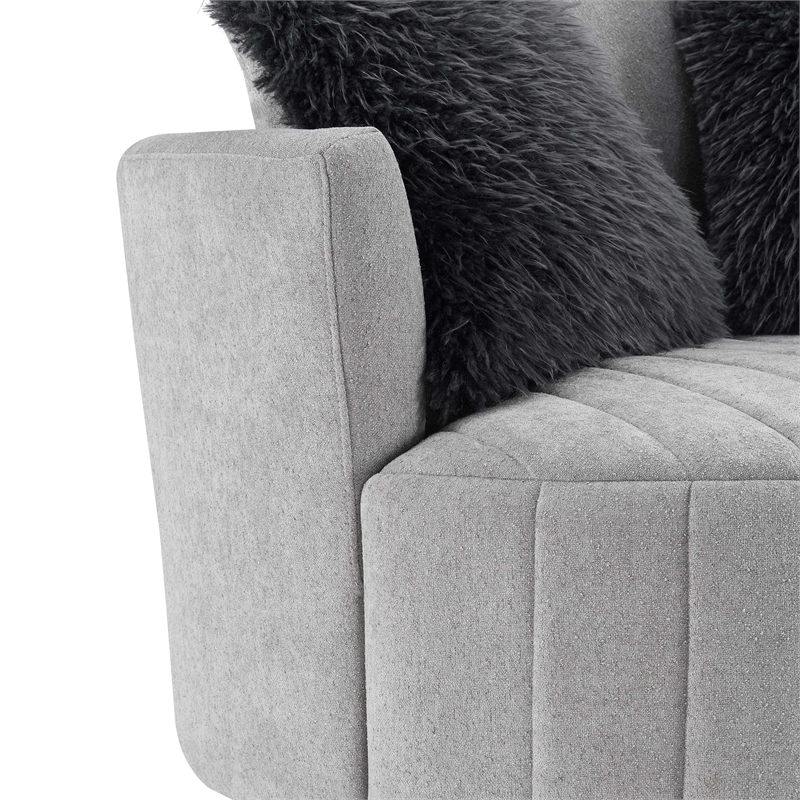 Furniture of America Beauty Fabric Tufted 360 Degree Swivel Chair in Light Gray