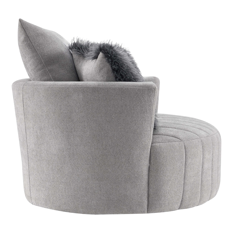 Furniture of America Beauty Fabric Tufted 360 Degree Swivel Chair in Light Gray