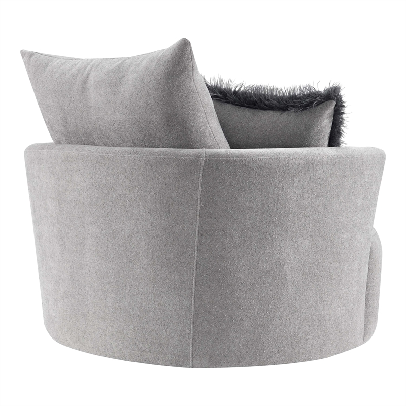 Furniture of America Beauty Fabric Tufted 360 Degree Swivel Chair in Light Gray