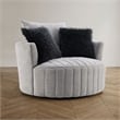 Furniture of America Beauty Fabric Tufted 360 Degree Swivel Chair in Light Gray