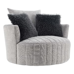 Furniture of America Beauty Fabric Tufted 360 Degree Swivel Chair in Light Gray