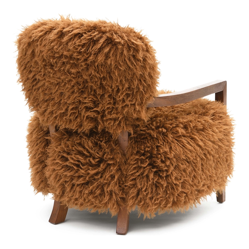 Furniture of America Ramos Faux Fur Fabric Long-Haired Accent Chair in Brown