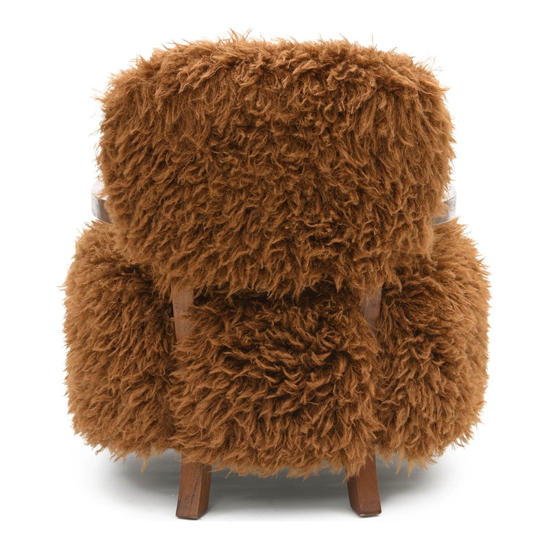 Furniture of America Ramos Faux Fur Fabric Long-Haired Accent Chair in Brown