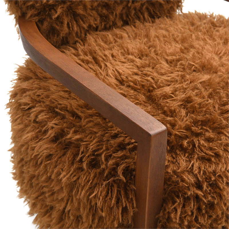 Furniture of America Ramos Faux Fur Fabric Long-Haired Accent Chair in Brown