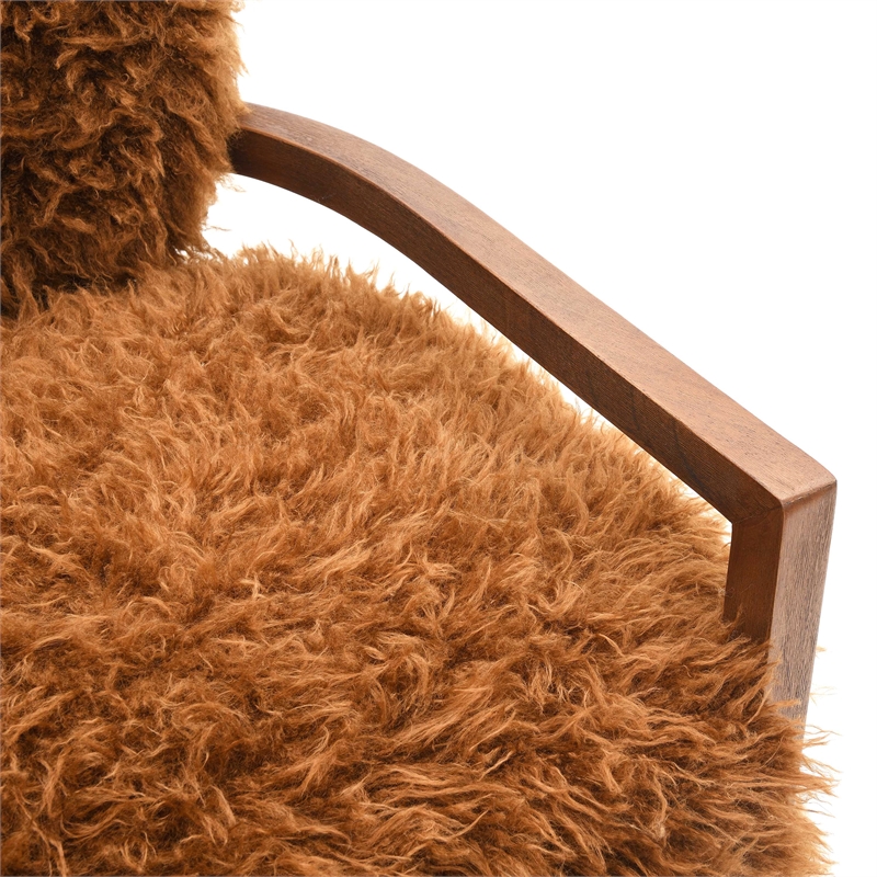 Furniture of America Ramos Faux Fur Fabric Long-Haired Accent Chair in Brown