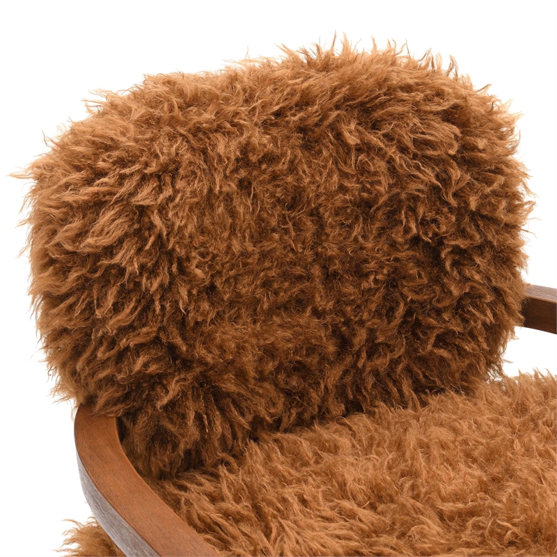 Furniture of America Ramos Faux Fur Fabric Long-Haired Accent Chair in Brown