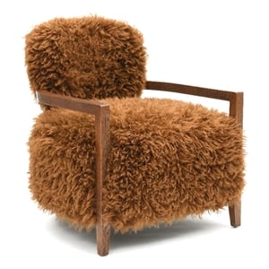 Furniture of America Ramos Faux Fur Fabric Long-Haired Accent Chair in Brown