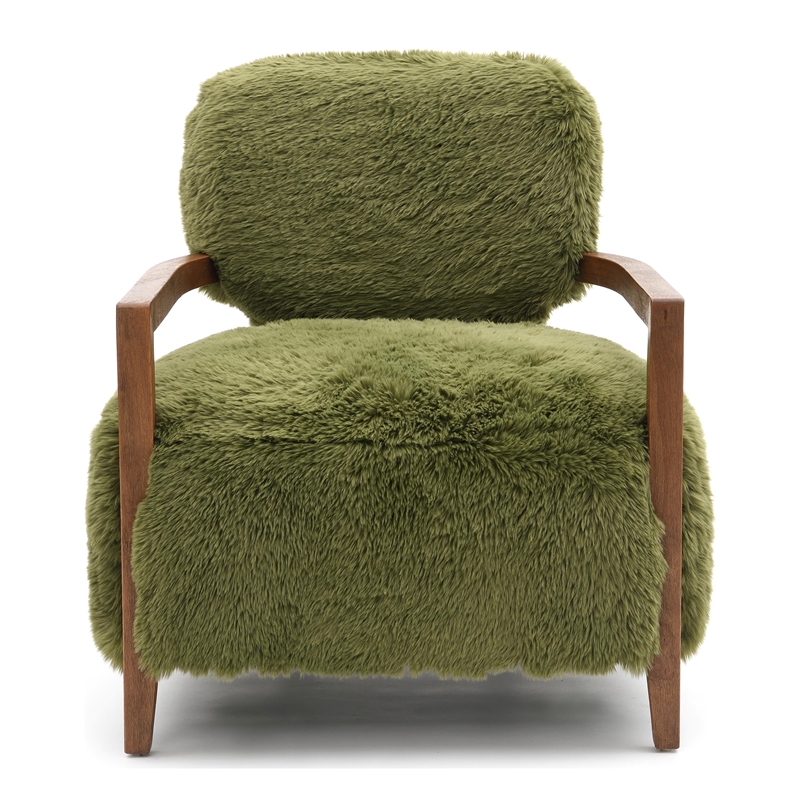 Furniture of America Ramos Faux Fur Fabric Short- Haired Accent Chair in Green