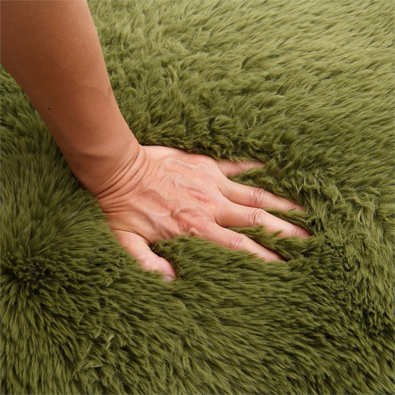 Furniture of America Ramos Faux Fur Fabric Short- Haired Accent Chair in Green