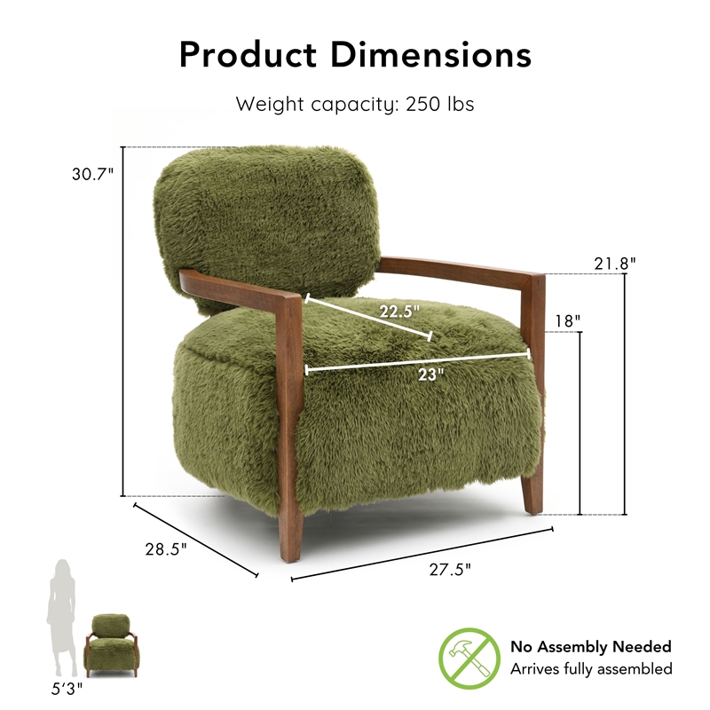 Furniture of America Ramos Faux Fur Fabric Short- Haired Accent Chair in Green