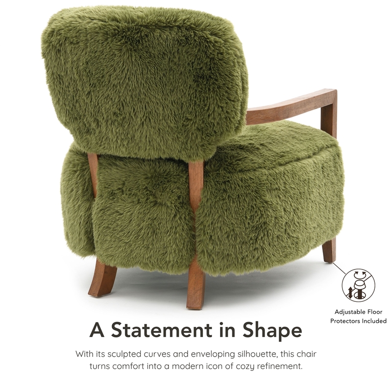 Furniture of America Ramos Faux Fur Fabric Short- Haired Accent Chair in Green