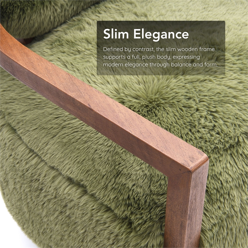 Furniture of America Ramos Faux Fur Fabric Short- Haired Accent Chair in Green