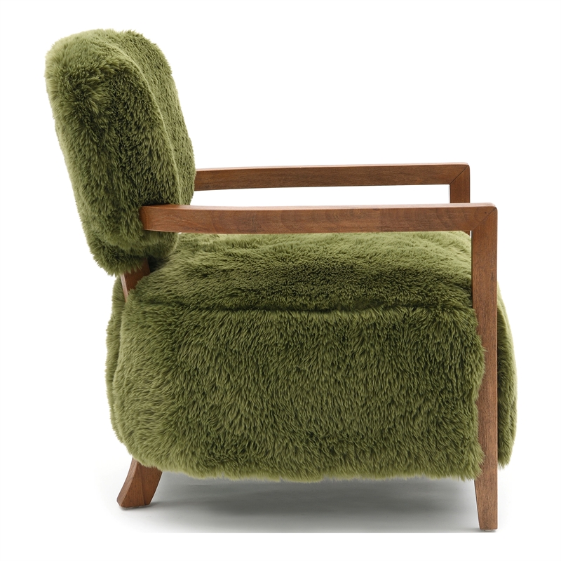 Furniture of America Ramos Faux Fur Fabric Short- Haired Accent Chair in Green
