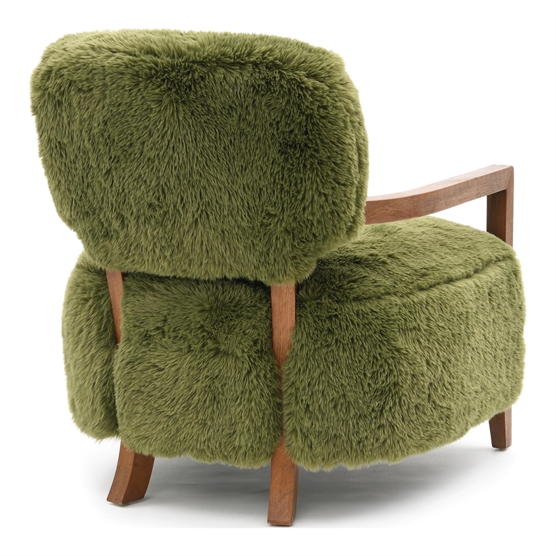 Furniture of America Ramos Faux Fur Fabric Short- Haired Accent Chair in Green