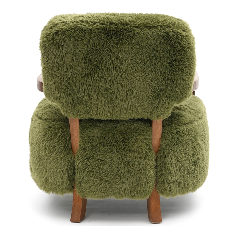 Furniture of America Ramos Faux Fur Fabric Short- Haired Accent Chair in Green