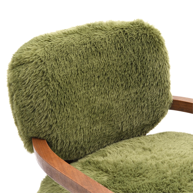 Furniture of America Ramos Faux Fur Fabric Short- Haired Accent Chair in Green
