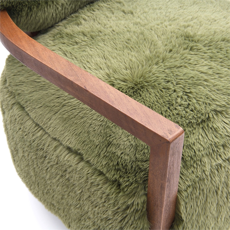 Furniture of America Ramos Faux Fur Fabric Short- Haired Accent Chair in Green
