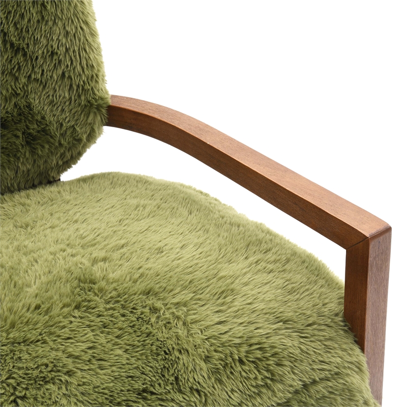 Furniture of America Ramos Faux Fur Fabric Short- Haired Accent Chair in Green